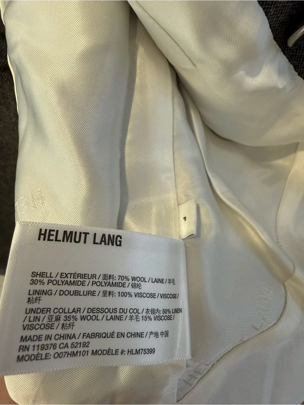 Helmut Lang Men's Gray Double-Breasted Wool Blazer